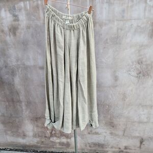 Hannah. M lagenlook linen skirt layered hem sage green